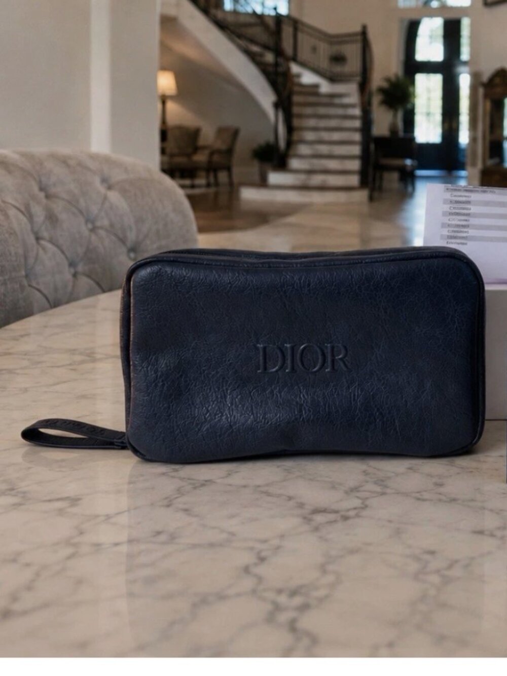 Dior Men’s Travel Toiletry Case Navy Zip Organizer Bag NEW